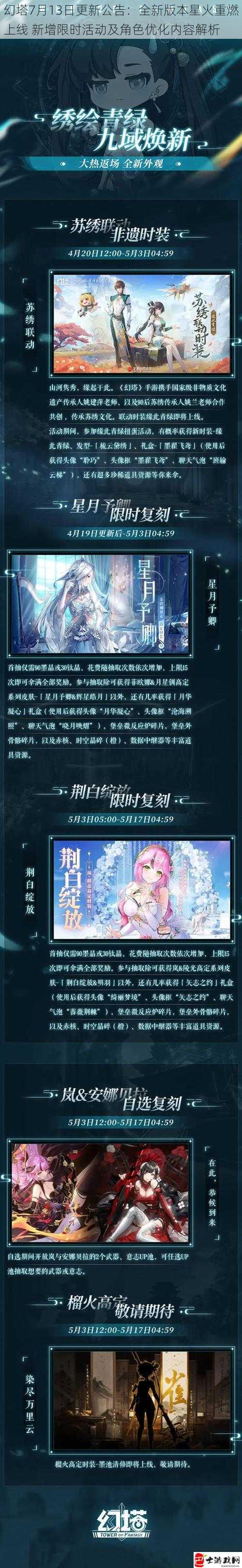 幻塔7月13日更新公告：全新版本星火重燃上线 新增限时活动及角色优化内容解析