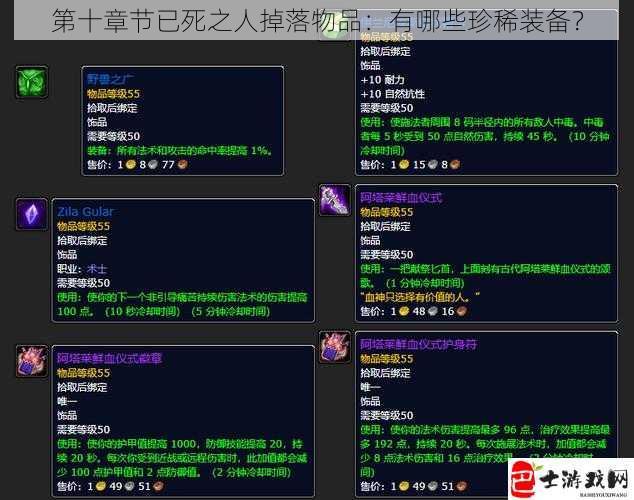 第十章节已死之人掉落物品：有哪些珍稀装备？