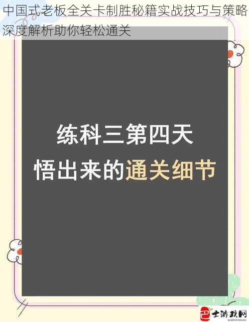 中国式老板全关卡制胜秘籍实战技巧与策略深度解析助你轻松通关