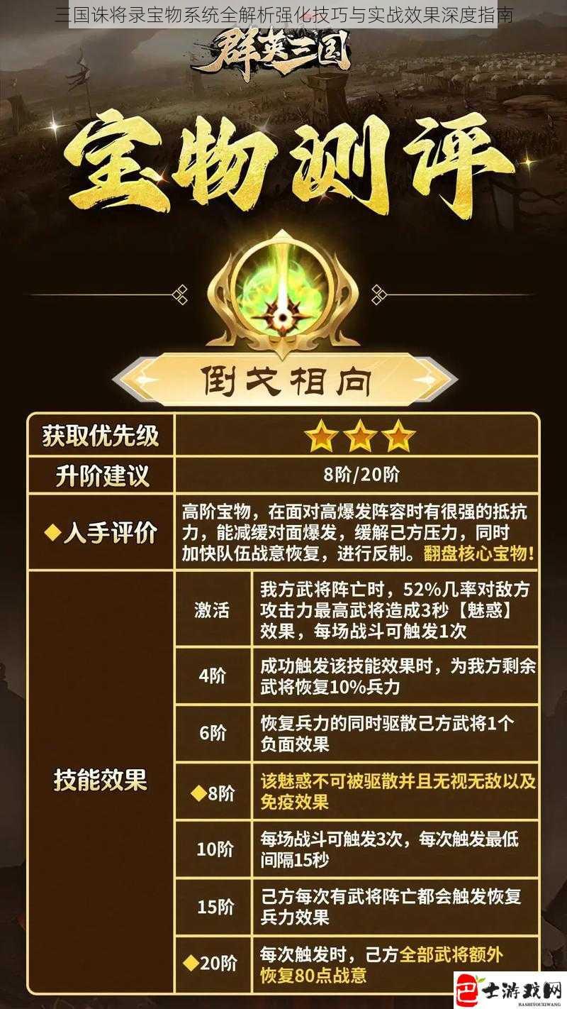 三国诛将录宝物系统全解析强化技巧与实战效果深度指南